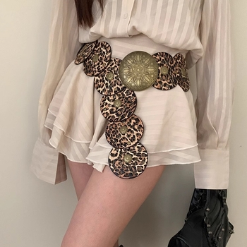 Ins Vintage leopardimustriga lai vöö naiste kleitkleidi disainiga vöökoht Ameerika stiilis rasketööstuse vööaksessuaarid trendikad