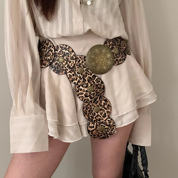 Ins Vintage leopardimustriga lai vöö naiste kleitkleidi disainiga vöökoht Ameerika stiilis rasketööstuse vööaksessuaarid trendikad