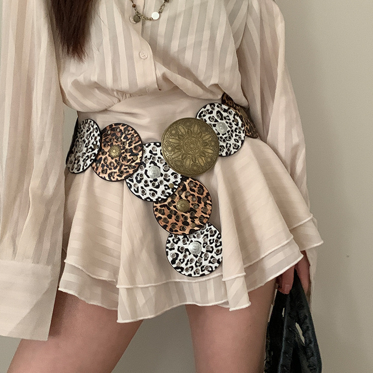 Ins Vintage leopardimustriga lai vöö naiste kleitkleidi disainiga vöökoht Ameerika stiilis rasketööstuse vööaksessuaarid trendikad