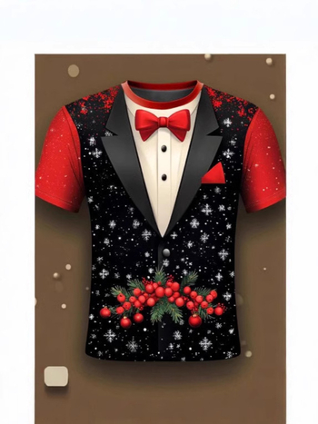 Νέα χριστουγεννιάτικη σειρά με τρισδιάστατη ψηφιακή εκτύπωση, ανδρικό μπλουζάκι με κοντό μανίκι και στάμπα σε μέγεθος, σε διασυνοριακό στυλ