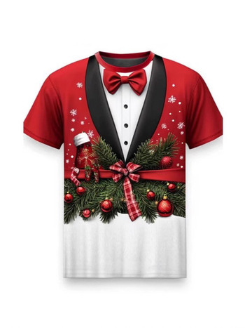 Νέα χριστουγεννιάτικη σειρά με τρισδιάστατη ψηφιακή εκτύπωση, ανδρικό μπλουζάκι με κοντό μανίκι και στάμπα σε μέγεθος, σε διασυνοριακό στυλ