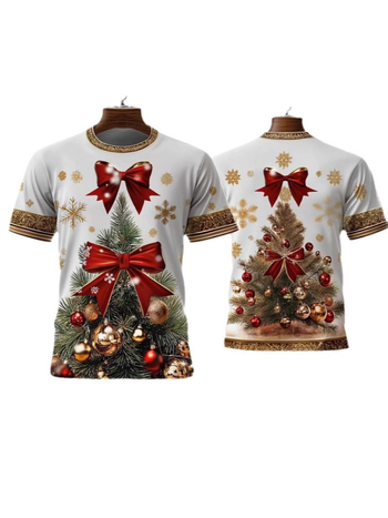 Νέα χριστουγεννιάτικη σειρά με τρισδιάστατη ψηφιακή εκτύπωση, ανδρικό μπλουζάκι με κοντό μανίκι και στάμπα σε μέγεθος, σε διασυνοριακό στυλ