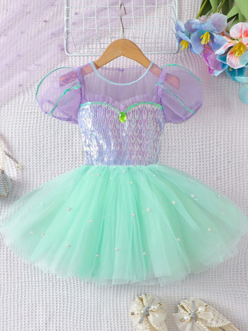 Εξωτερικό Εμπόριο Καλοκαιρινή Παιδική Χνουδωτή Φούστα Χορού Μπαλέτου για Κορίτσια Μοντέρνο Φόρεμα Γοργόνας Πριγκίπισσας με Πούλιες