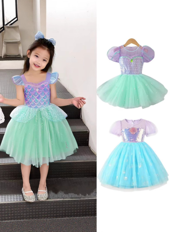 Ljetna dječja pahuljasta baletna suknja za djevojčice, modna haljina sirene sa šljokicama i princeze