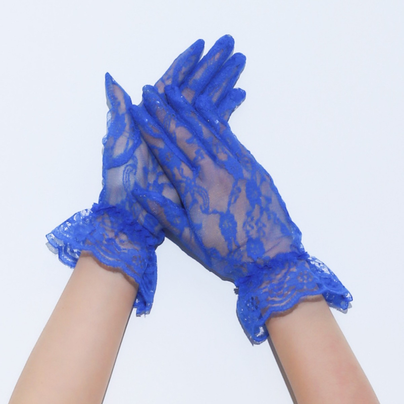 Pruudi pulmakindad retro pitsiga lühikesed sinised pulmakleidid reisiloaga dekoratiivsed elegantsed lihtsad naiste kindad