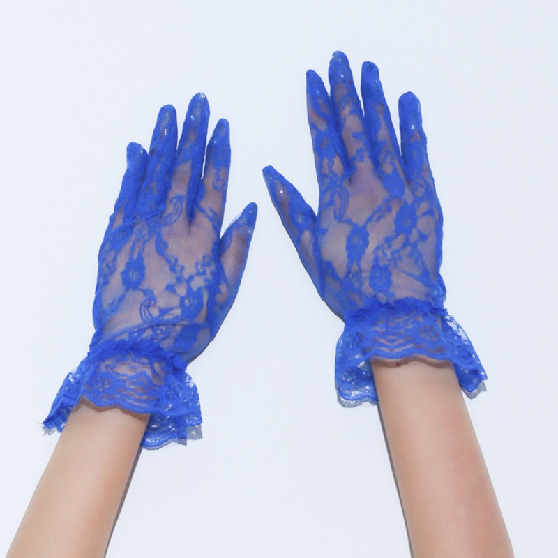 Pruudi pulmakindad retro pitsiga lühikesed sinised pulmakleidid reisiloaga dekoratiivsed elegantsed lihtsad naiste kindad