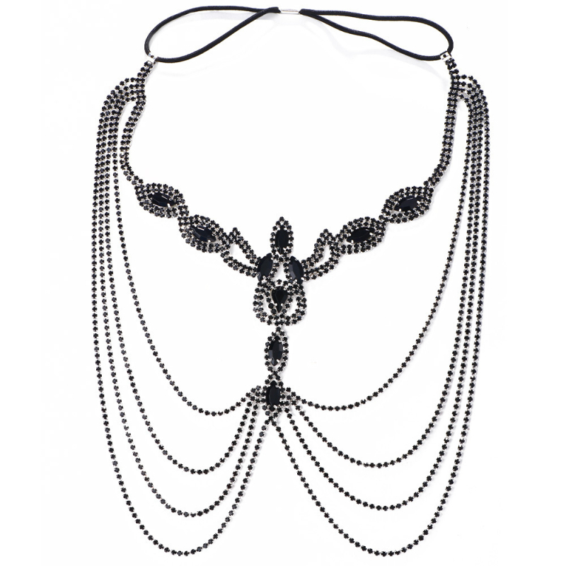 Трансгранична горещо продавана черна маска с кристали за жени, преувеличена модна европейска и американска маска за Хелоуин с пискюли, секси аксесоари