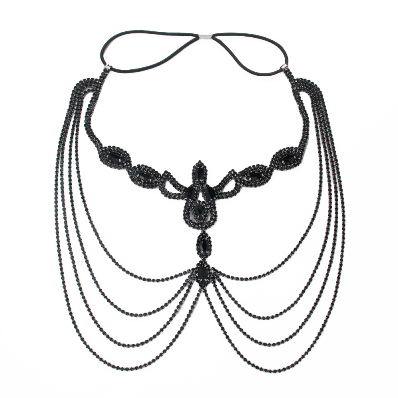 Трансгранична горещо продавана черна маска с кристали за жени, преувеличена модна европейска и американска маска за Хелоуин с пискюли, секси аксесоари