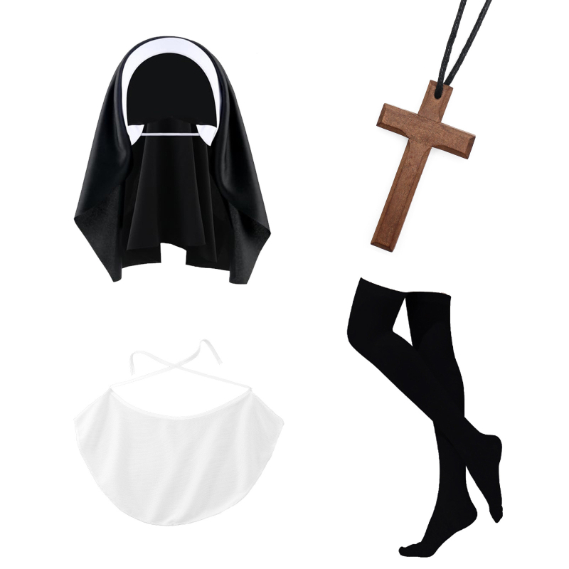 Halloweeni nunnade hidžaabi kostüüm, misjonäride ristiga rinnahoidja COSPLAY, Cosplay
