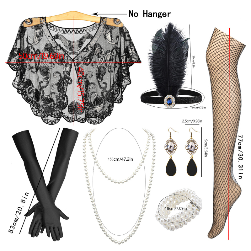 Ретро класически бал, фестивал, парти, сватба, диамантени пера, шал от седем части, комплект, обличане