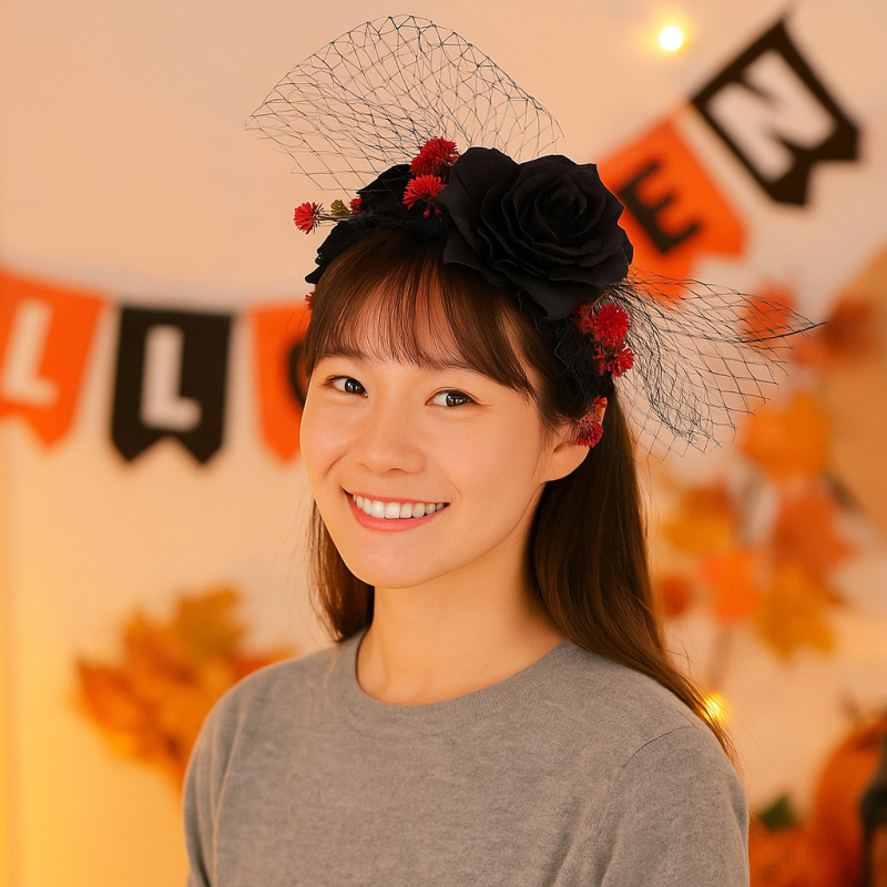 Halloweeni ballile omase etenduse peo peakate, nõia isikupärastatud kleidi aksessuaarid, kallid lillelised peapaelad, juukseaksessuaarid