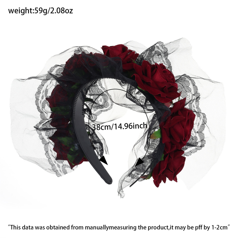 Halloweeni ballile omase etenduse peo peakate, nõia isikupärastatud kleidi aksessuaarid, kallid lillelised peapaelad, juukseaksessuaarid