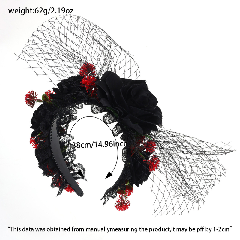 Halloweeni ballile omase etenduse peo peakate, nõia isikupärastatud kleidi aksessuaarid, kallid lillelised peapaelad, juukseaksessuaarid