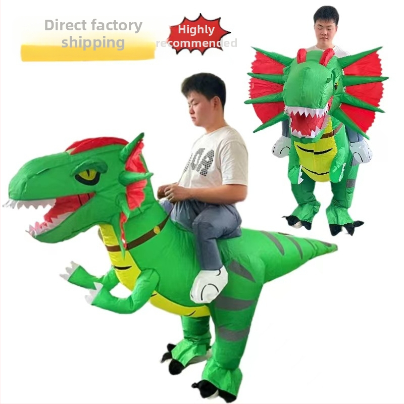 Halloween jazdecké rekvizity s dinosaurom, dvojitý hrebeň, nafukovacie oblečenie s drakmi, výkon, vtipné rekvizity, jazdecké rekvizity s dvojitým hrebeňom, nafukovacie oblečenie s drakmi