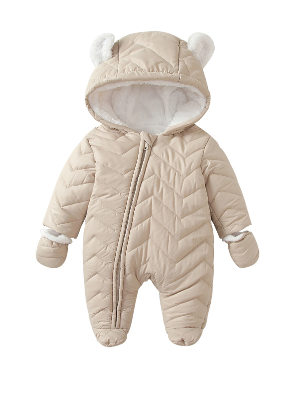 Бебешки дрехи с памучна подплата, зимни, ватирани, с полар, ветроустойчиви, топли, с качулка, бебешки гащеризон за екскурзии