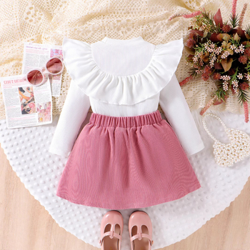 Amazon Διασυνοριακό Φθινοπωρινό Ευρωπαϊκό και Αμερικανικό Κοστούμι Κοριτσιών Pit Doll Κολάρο με Μακρυμάνικο Μπλούζα Κορδόνι με Πλισέ Φούστα