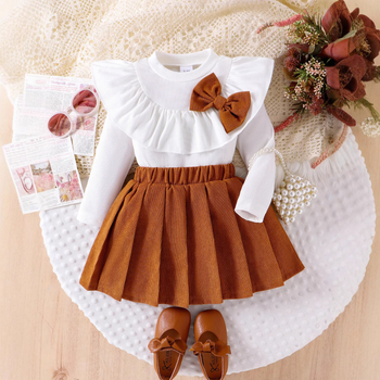 Amazon Διασυνοριακό Φθινοπωρινό Ευρωπαϊκό και Αμερικανικό Κοστούμι Κοριτσιών Pit Doll Κολάρο με Μακρυμάνικο Μπλούζα Κορδόνι με Πλισέ Φούστα