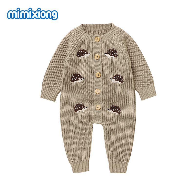 INS-i kuummüük sügis-talvisele uuele beebile kootud siiliga tikitud ülikond