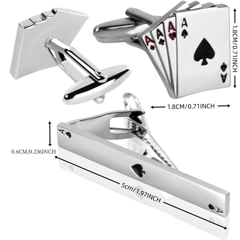 Vyriški verslo stiliaus linksmi kostiumo aksesuarai, pokerio stiliaus, titano plieno, aukštos kokybės sąsagos, kaklaraiščio segtukas.