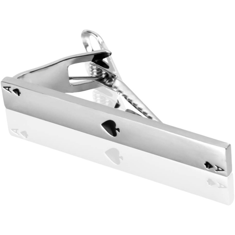 Vyriški verslo stiliaus linksmi kostiumo aksesuarai, pokerio stiliaus, titano plieno, aukštos kokybės sąsagos, kaklaraiščio segtukas.