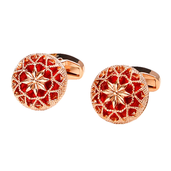 Didmeninė prekyba sandėlyje esančiais išskirtiniais, kūrybingais, tuščiaviduriais raštais dekoruotais, apvaliais vyriškais sąsagomis, trijų spalvų, populiariais tarptautiniais papuošalais.