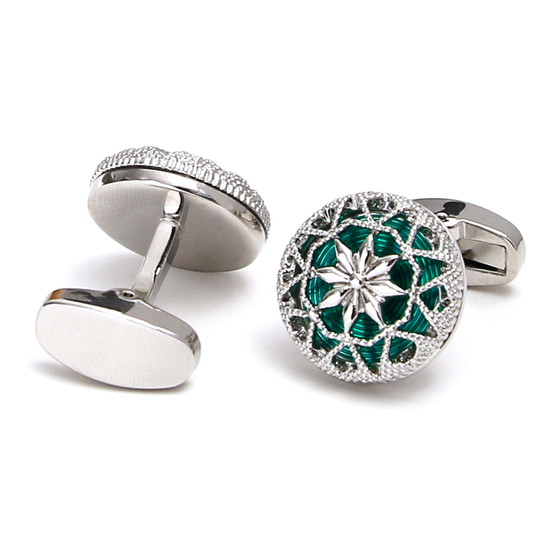 Didmeninė prekyba sandėlyje esančiais išskirtiniais, kūrybingais, tuščiaviduriais raštais dekoruotais, apvaliais vyriškais sąsagomis, trijų spalvų, populiariais tarptautiniais papuošalais.