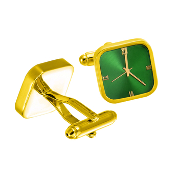 Guangdongo gamyklos naujos mažos žalios spalvos laikrodžio formos kvadratinės prancūziškos sąsagos vyriškoms aukštoms rankogaliams, kostiumo rankogalių tiekimas