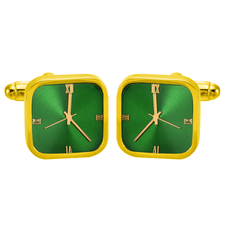 Guangdongo gamyklos naujos mažos žalios spalvos laikrodžio formos kvadratinės prancūziškos sąsagos vyriškoms aukštoms rankogaliams, kostiumo rankogalių tiekimas