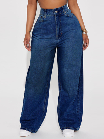 Euroopa ja Ameerika stiilis kõrge vöökohaga tumesinised laia säärega põrandani ulatuvad teksad naistele, Korea versioon, lahtised ja salendavad laia säärega trendikad naistepüksid