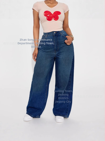 Euroopa ja Ameerika stiilis kõrge vöökohaga tumesinised laia säärega põrandani ulatuvad teksad naistele, Korea versioon, lahtised ja salendavad laia säärega trendikad naistepüksid