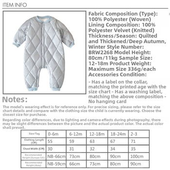 Βρεφικά Ρούχα Κορεάτικου Στυλ Ολόσωμη φόρμα για αγόρια και κορίτσια με επένδυση από χοντρό φλις Ζεστή για το φθινόπωρο και τον χειμώνα για έξοδο με βαμβακερή επένδυση Ρούχα Creeper με βαμβακερή επένδυση