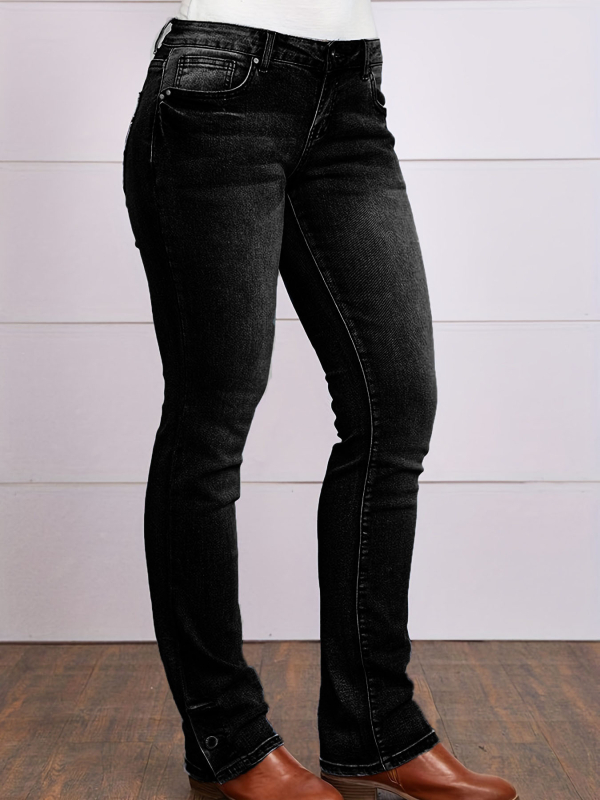 Kevad- ja sügise Euroopa ja Ameerika lihtsad vabaaja teksad, venivad õhukesed sirged teksapüksid, naiste tikitud teksapüksid