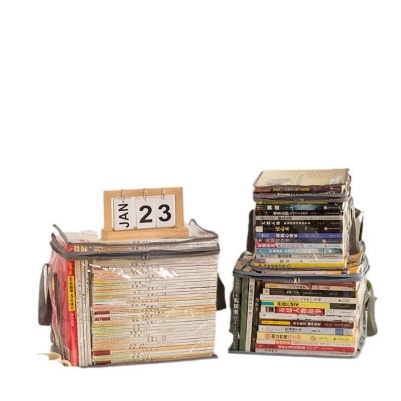 Õpilaste raamatute hoiukott läbipaistev tolmukindel veekindel hoiukast kokkupandav kaasaskantav raamatute ja koolivahendite hoiukast