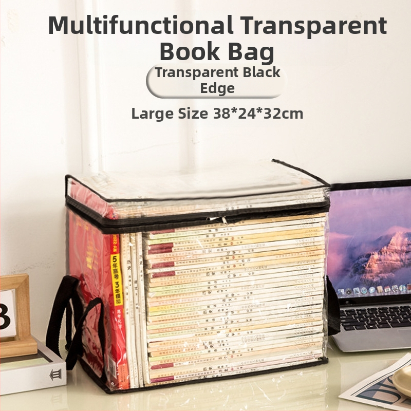 Õpilaste raamatute hoiukott läbipaistev tolmukindel veekindel hoiukast kokkupandav kaasaskantav raamatute ja koolivahendite hoiukast