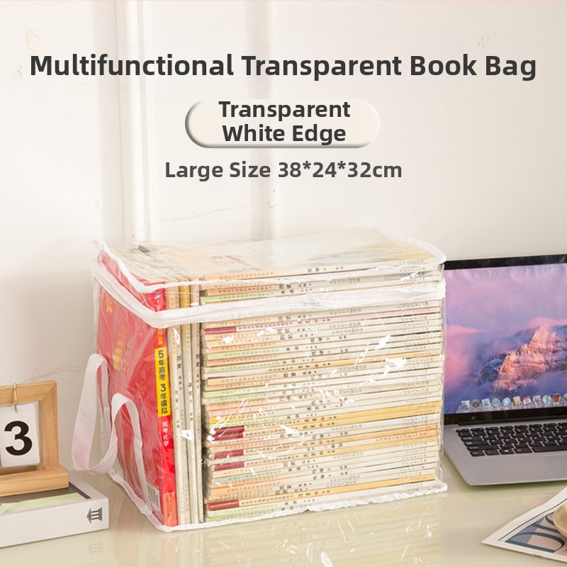 Õpilaste raamatute hoiukott läbipaistev tolmukindel veekindel hoiukast kokkupandav kaasaskantav raamatute ja koolivahendite hoiukast