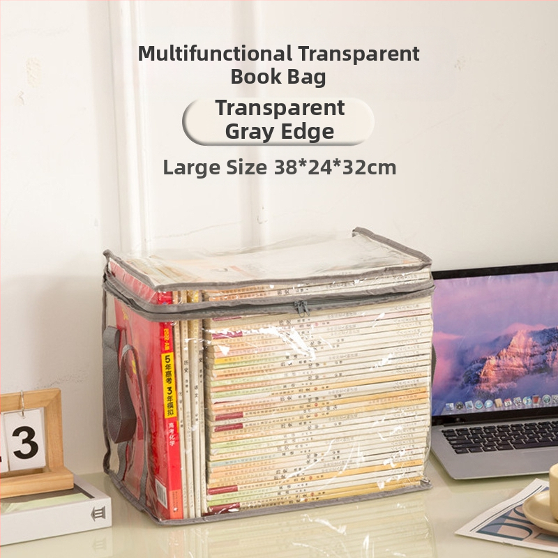 Õpilaste raamatute hoiukott läbipaistev tolmukindel veekindel hoiukast kokkupandav kaasaskantav raamatute ja koolivahendite hoiukast