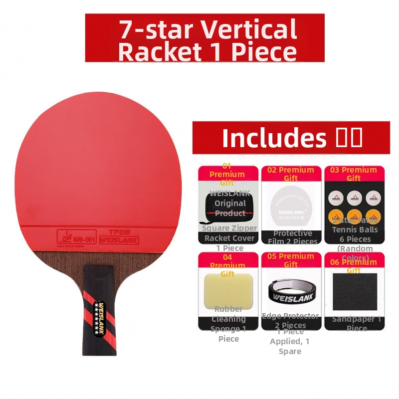 Profesionalios varžybų klasės 9 žvaigždučių 7 žvaigždučių anglies pluošto stalo teniso raketė su trumpa rankena, tiesia rankena, horizontali raketė su ilga rankena, didelio elastingumo ir klampumo
