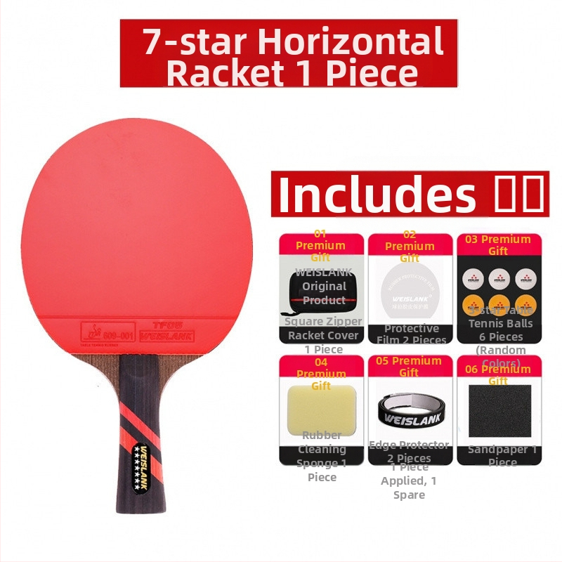 Profesionalios varžybų klasės 9 žvaigždučių 7 žvaigždučių anglies pluošto stalo teniso raketė su trumpa rankena, tiesia rankena, horizontali raketė su ilga rankena, didelio elastingumo ir klampumo