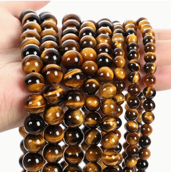 Φυσικές χάντρες από πέτρα μάτι τίγρης, κίτρινες στρογγυλές χάντρες από πέτρα μάτι τίγρης, κολιέ με χάντρες, βραχιόλι, αξεσουάρ κοσμημάτων DIY, ημιτελή προϊόντα χονδρικής