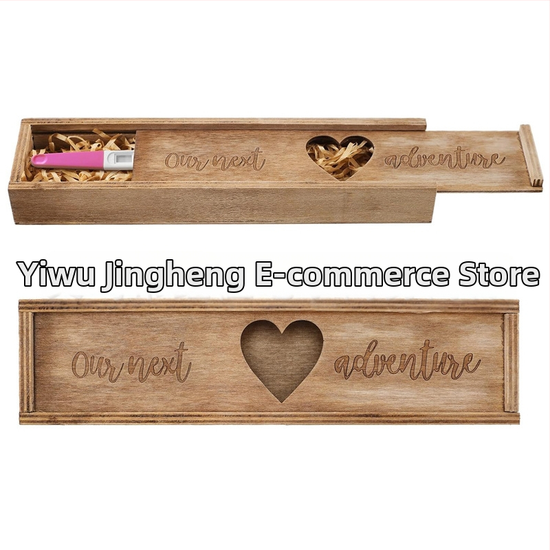 Дървена пръчица за тест за бременност, кутия за изненада, кутия за бюлетин за бременност, разкриване на бебе, подарък за съпруг/баба и дядо