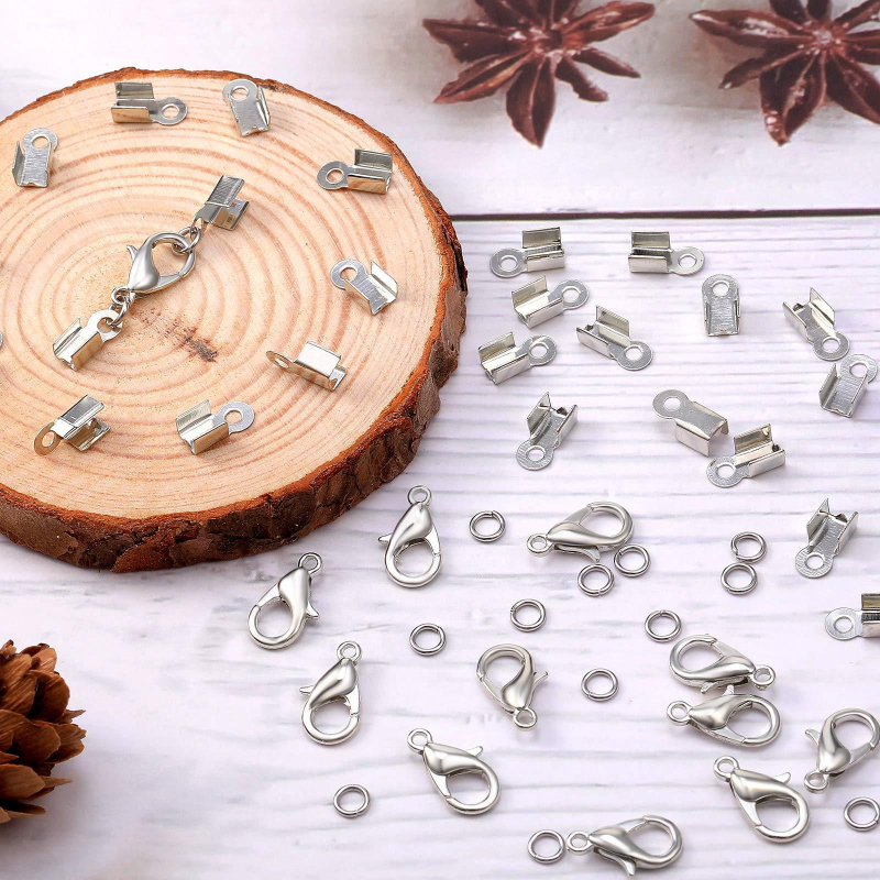 450-osaline ehete valmistamise tarvikute komplekt, kokkupandav nööri otsakork, lokkis ots, hüpperõnga ühendus, homaari pandla