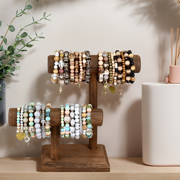 Ξύλινη βάση επίδειξης βραχιολιών κοσμημάτων, μασίφ ξύλινη βάση αποθήκευσης κοσμημάτων κολιέ, καμένη βάση κοσμημάτων, αποθήκευση ρολογιών