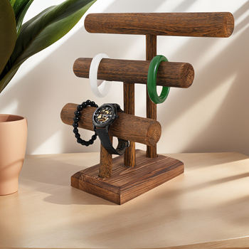 Ξύλινη βάση επίδειξης βραχιολιών κοσμημάτων, μασίφ ξύλινη βάση αποθήκευσης κοσμημάτων κολιέ, καμένη βάση κοσμημάτων, αποθήκευση ρολογιών