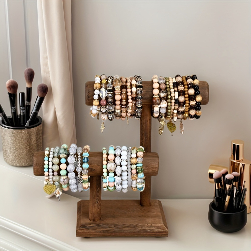 Puidust ehete käevõrude vitriin, täispuidust kaelakeede ehete hoiuriiul, põletatud ehete riiul, kellade hoiustamine