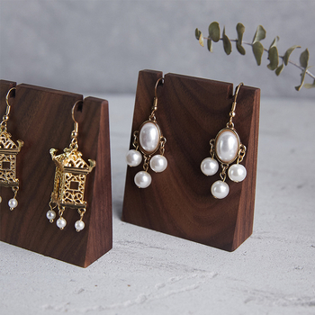 Σκουλαρίκια υψηλής ποιότητας από καρυδιά, σκουλαρίκια, βάση από μασίφ ξύλο, εμπορικό κέντρο, απλή βάση για σκοποβολή, περίπτερο κοσμημάτων