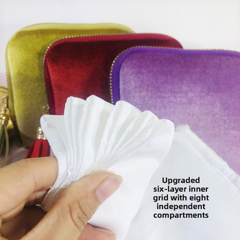 Geantă de depozitare pentru bijuterii de lux ușoară, geantă cu fermoar, geantă pentru inel și pandantiv, brățară, geantă pentru bijuterii, geantă portabilă pentru depozitarea bijuteriilor