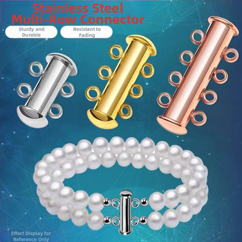 Σύνδεση από ανοξείδωτο ατσάλι, διπλή σειρά, σταθερή αγκράφα, διαγώνια αγκράφα, διπλή σειρά βραχιολιών, μαγνητική αγκράφα, κολιέ με μαργαριτάρια, σταθερή αγκράφα