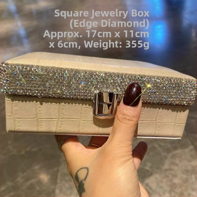 Kerge luksuslik ruudukujuline ehtekarp, kõrge värviväärtus, suure mahutavusega multifunktsionaalne sõrmuste kõrvarõngaste kaelakee hoiukarp, trendikas Euroopa ja Ameerika väliskaubandus