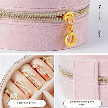 Piiriülene otsetarne sametist ehete hoiukarp reisimiseks kaasaskantav ehtekarp kõrvarõngaste kaelakee sõrmuse ehtekarp