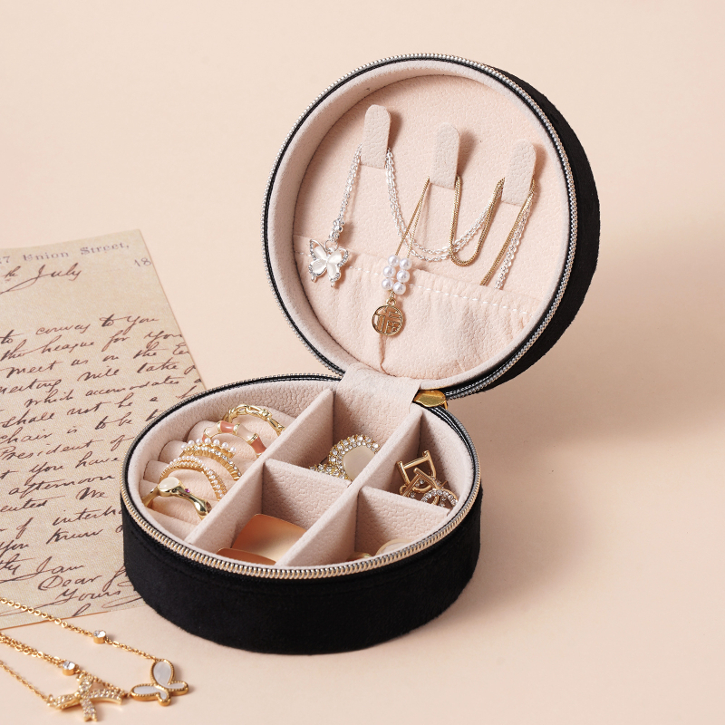 Piiriülene otsetarne sametist ehete hoiukarp reisimiseks kaasaskantav ehtekarp kõrvarõngaste kaelakee sõrmuse ehtekarp